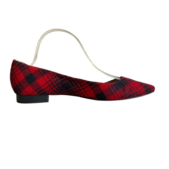 Talbots Red/Black Plaid Pointy Toed Ballet Flats - Picture 2 of 13